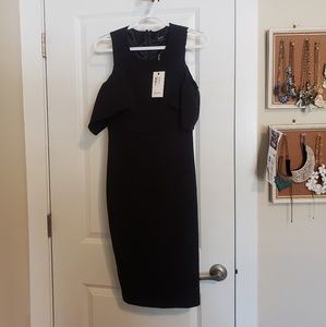 Black Cold Shoulder Midi Dress